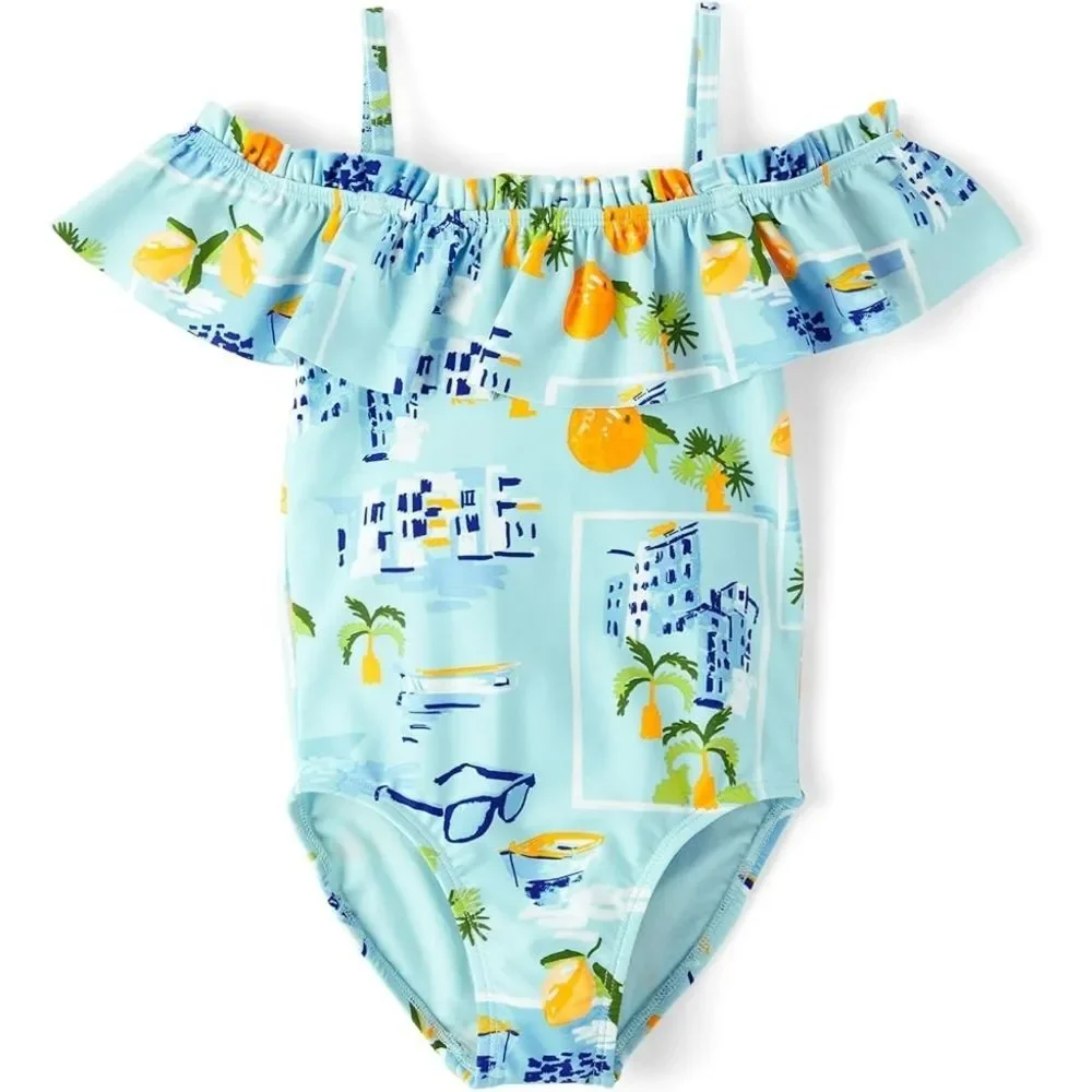Gymboree Girls Amalfi Coast Blue One Piece Swimsuit Size 12 NEW